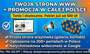 Strona internetowa od 500 PLN z mocną promocją na START/ FAKTURA